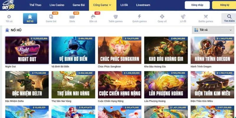 Các trò chơi cá cược nổi bật tại SKY88